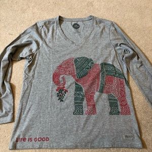 Life is Good gray Elephant long sleeve t-shirt